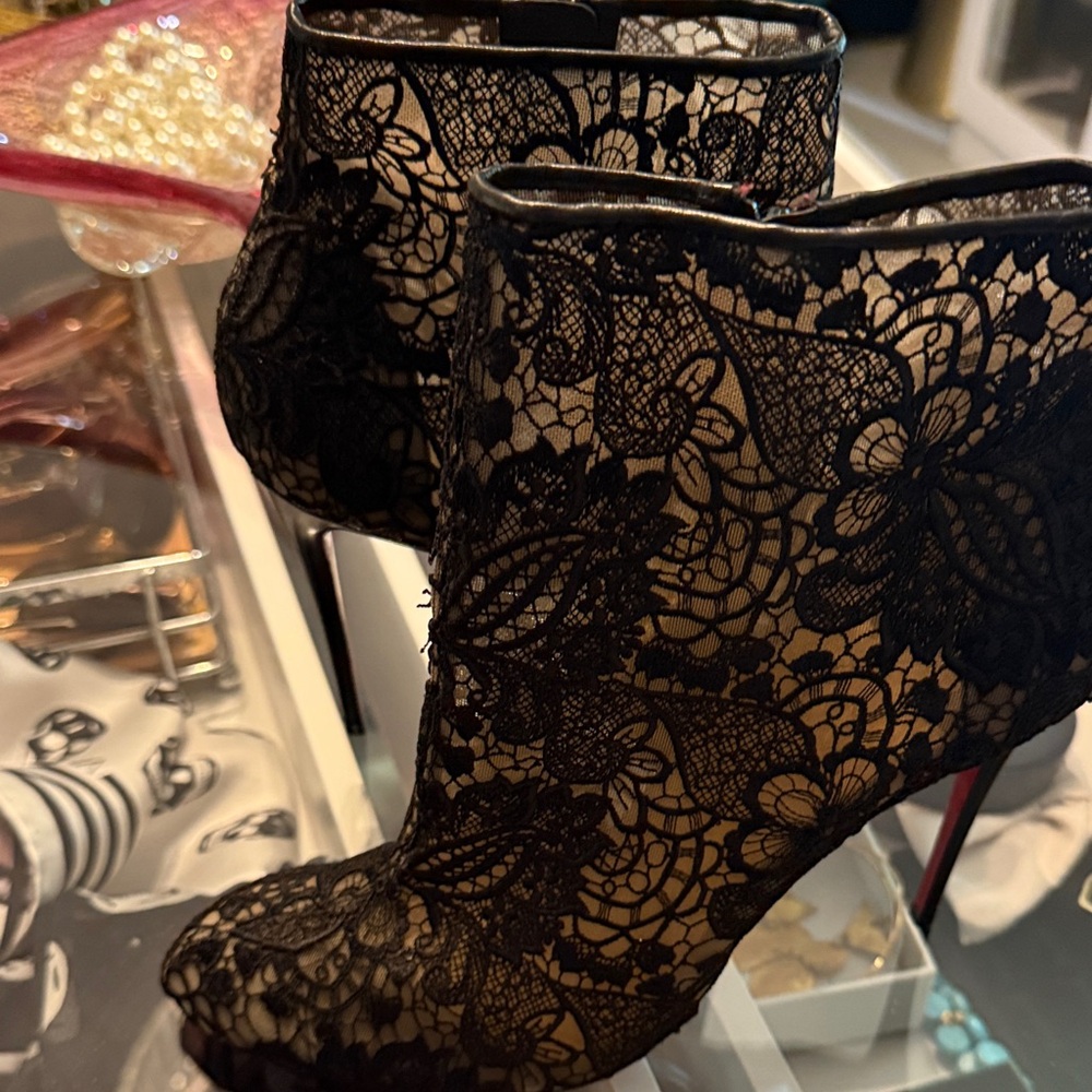 Christian Louboutin Floral Lace Ankle Boots - Picture 4 of 4